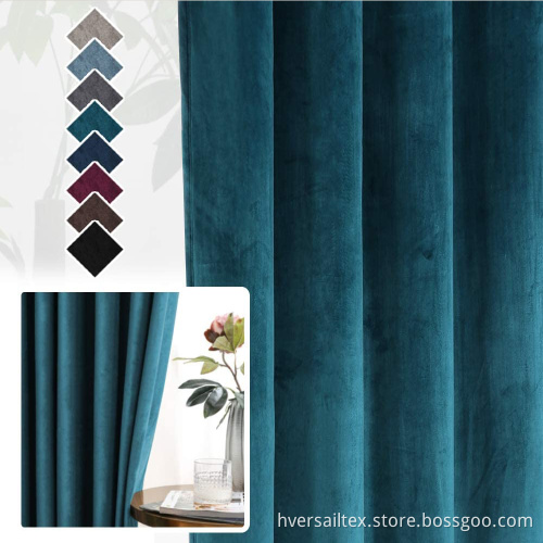 Thick Soft Textured Blackout Velvet Window Curtain Drapes